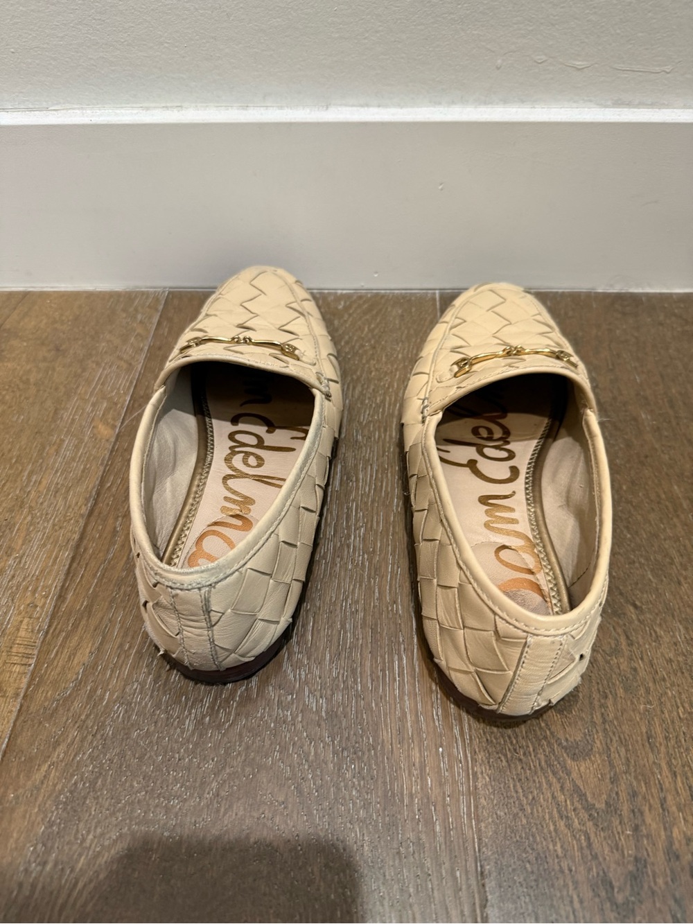 Sam Edelman Cream Lorraine Braided Leather Loafers with Gold Bit - Picture 3 of 5